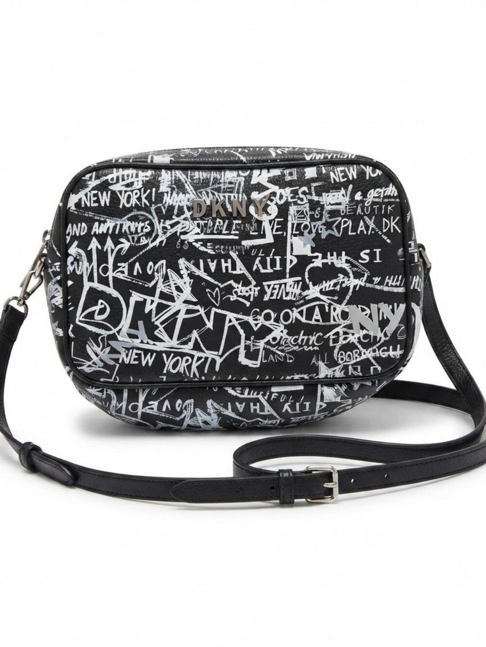 DKNY Black & White Graffiti Print Crossbody Bag